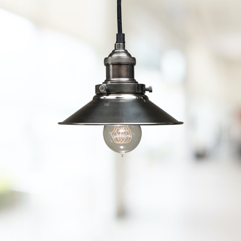 Culinary Concepts Antique Silver Pendant Fitment With Small Antique Silver Metal Triangular Shade