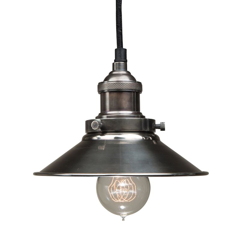 culinary concepts Antique Silver Pendant Fitment with Small Antique Silver Metal Triangular Shade