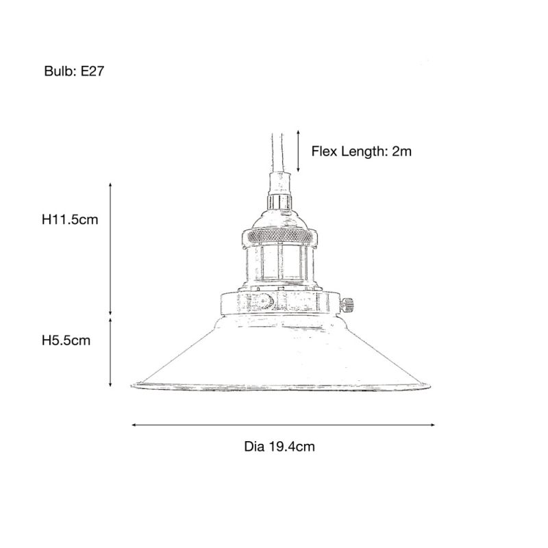 Culinary Concepts Antique Silver Pendant Fitment With Small Off White Metal Triangular Shade