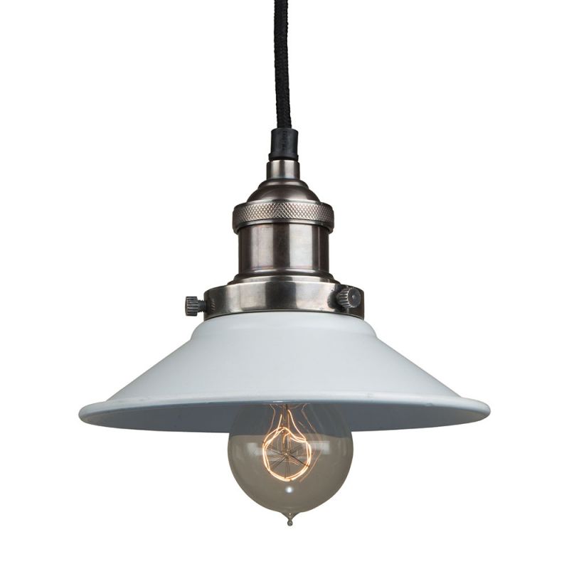 culinary concepts Antique Silver Pendant Fitment with Small Off White Metal Triangular Shade