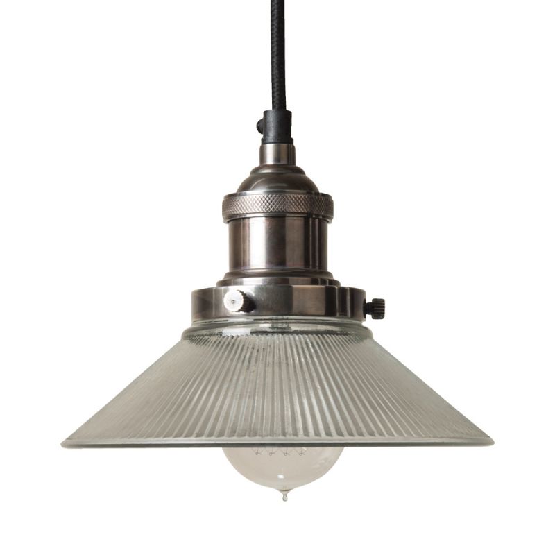 Culinary Concepts Antique Silver Pendant Fitment With Small Ribbed Triangular Shade