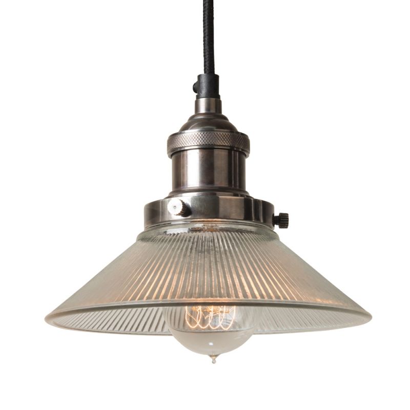 culinary concepts Antique Silver Pendant Fitment with Small Ribbed Triangular Shade