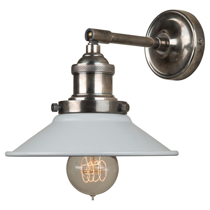 culinary concepts Antique Silver Straight Fitment with Small Off White Metal Triangular Shade