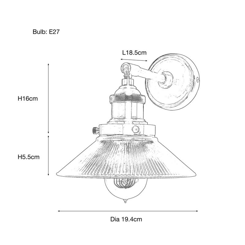 Culinary Concepts Antique Silver Straight Fitment With Small Ribbed Triangular Shade