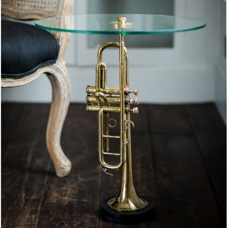 Culinary Concepts Armstrong Trumpet Glass Top Side Table