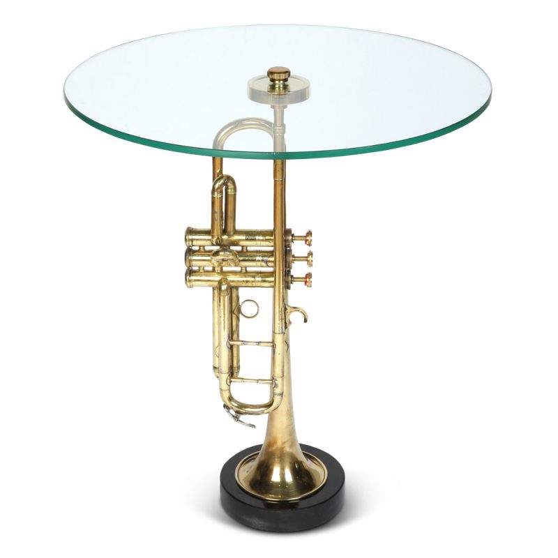 culinary concepts Armstrong Trumpet Glass Top Side Table culinary concepts Armstrong Trumpet Glass Top Side Table