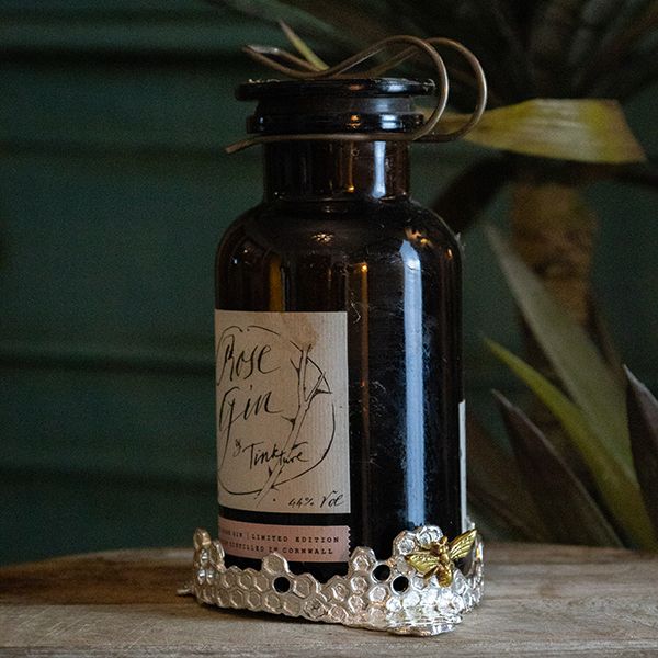 culinary concepts Bee Honeycomb Large Silver-Plated Butter Dish/Coaster with Glass Insert