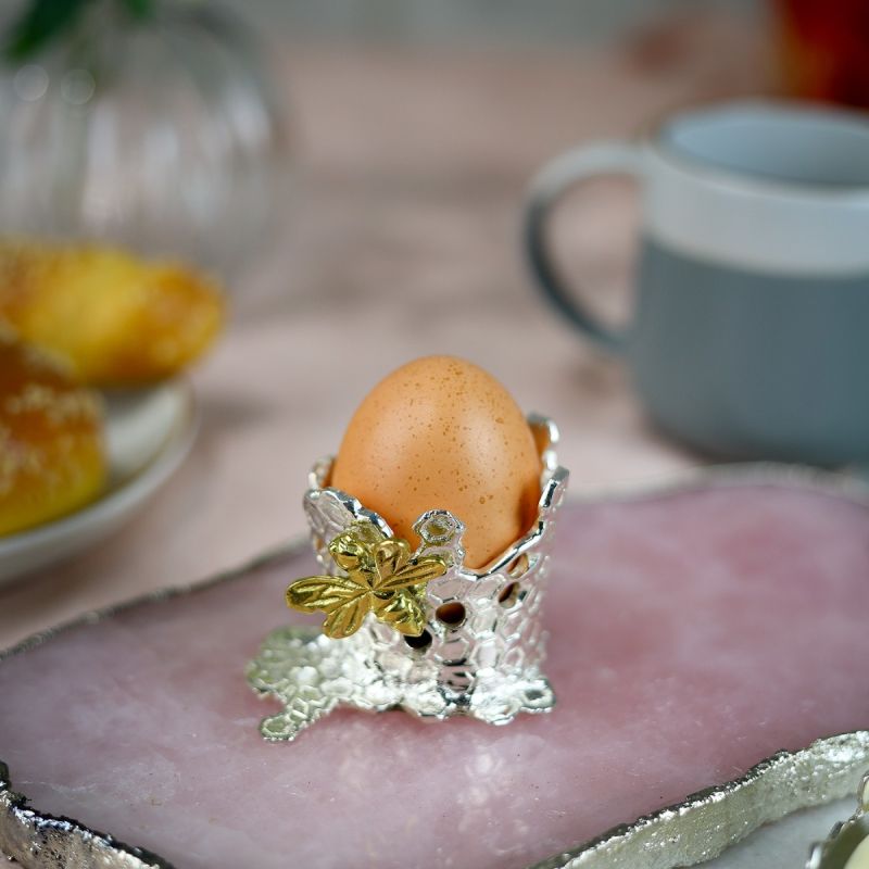 Culinary Concepts Bee Honeycomb Silver Plated Egg Cup