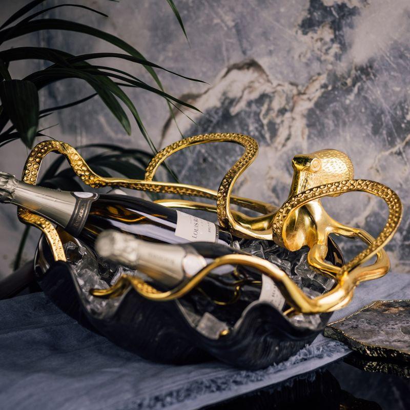 Culinary Concepts Black Shell Bowl With Gold Octopus