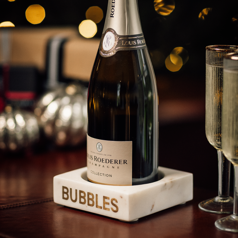 Culinary Concepts Bubbles Marble Bottle Holder With Brass Inlay