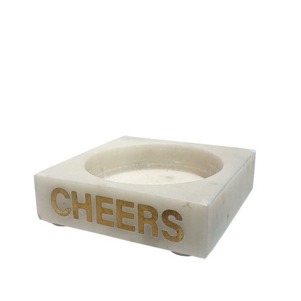 culinary concepts Cheers Marble Bottle Holder with brass inlay