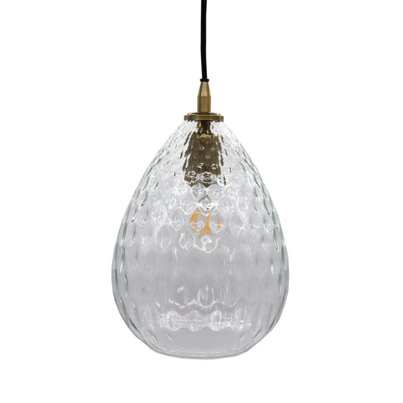 culinary concepts Clear Dimple Glass Teardrop Pendant Light