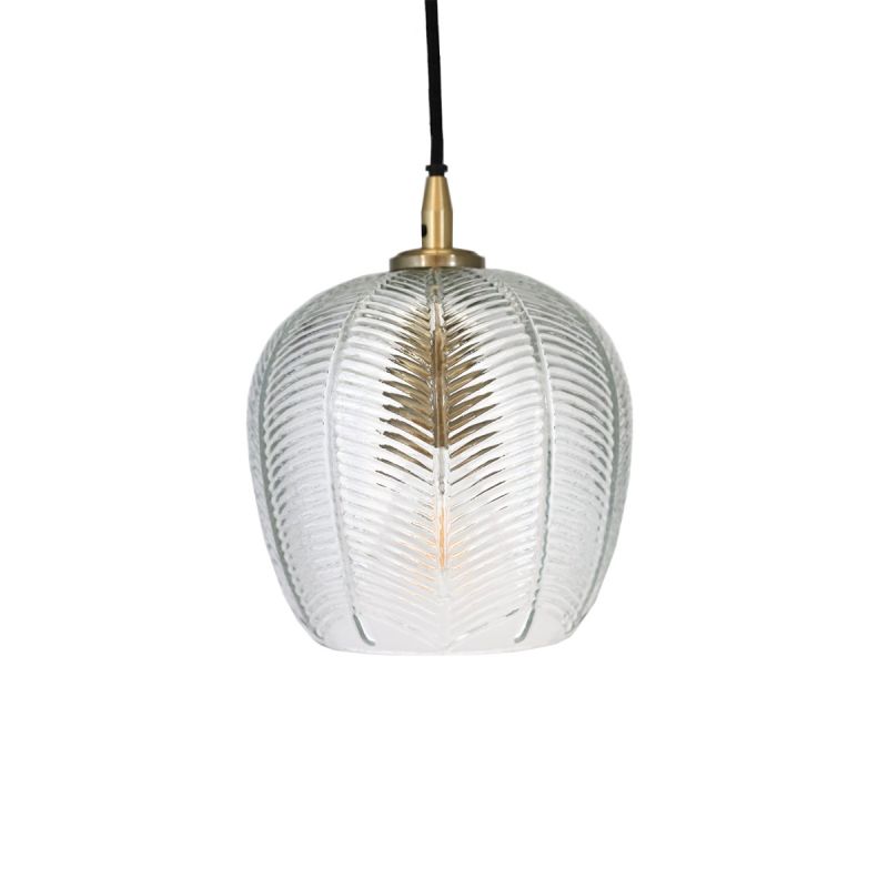 culinary concepts Clear Glass with Embossed Palm Apple Pendant Light