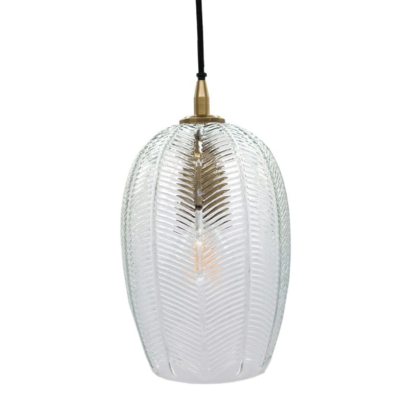 culinary concepts Clear Glass with Embossed Palm Tulip Pendant Light