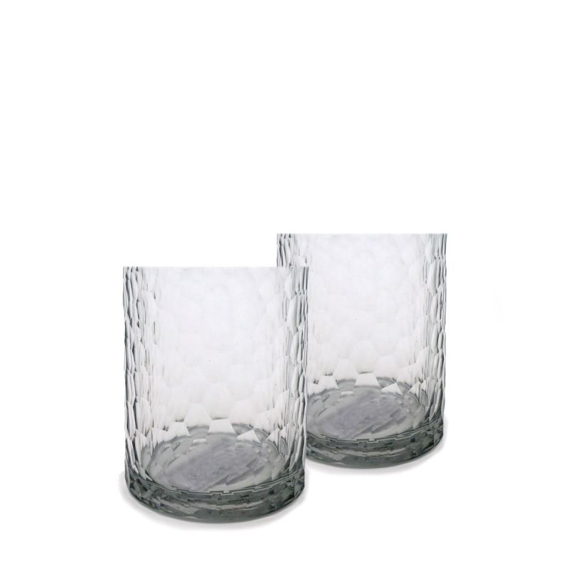 culinary concepts Clear Hammered Cut Glass Tumblers - Set of Two