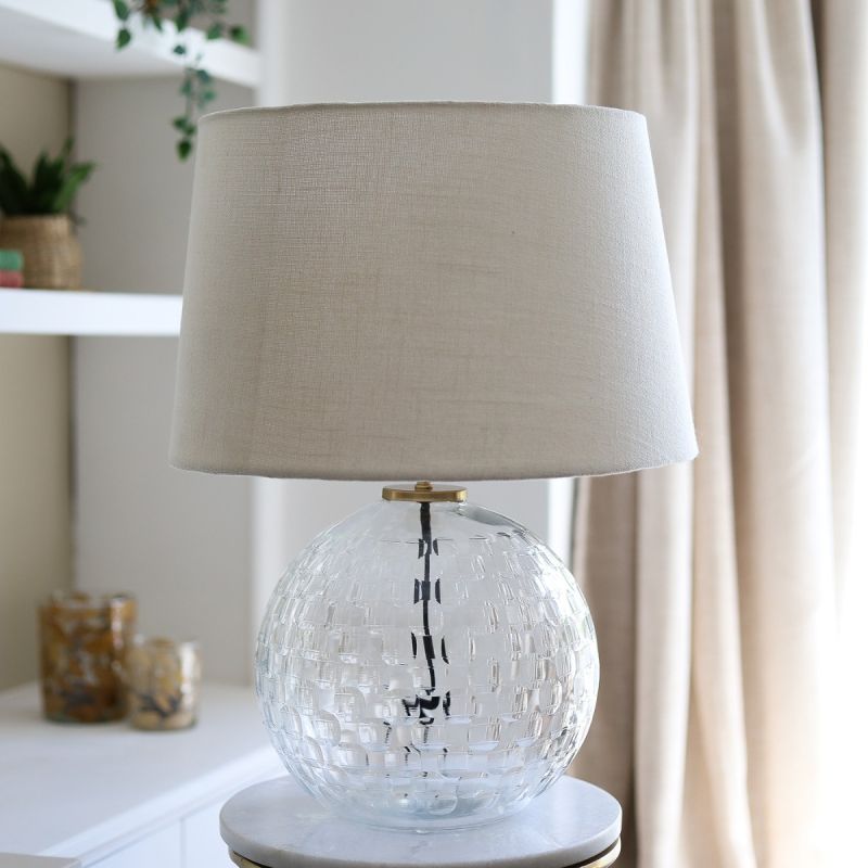 Culinary Concepts Clear Hand Cut Glass Globe Table Lamp With Shade