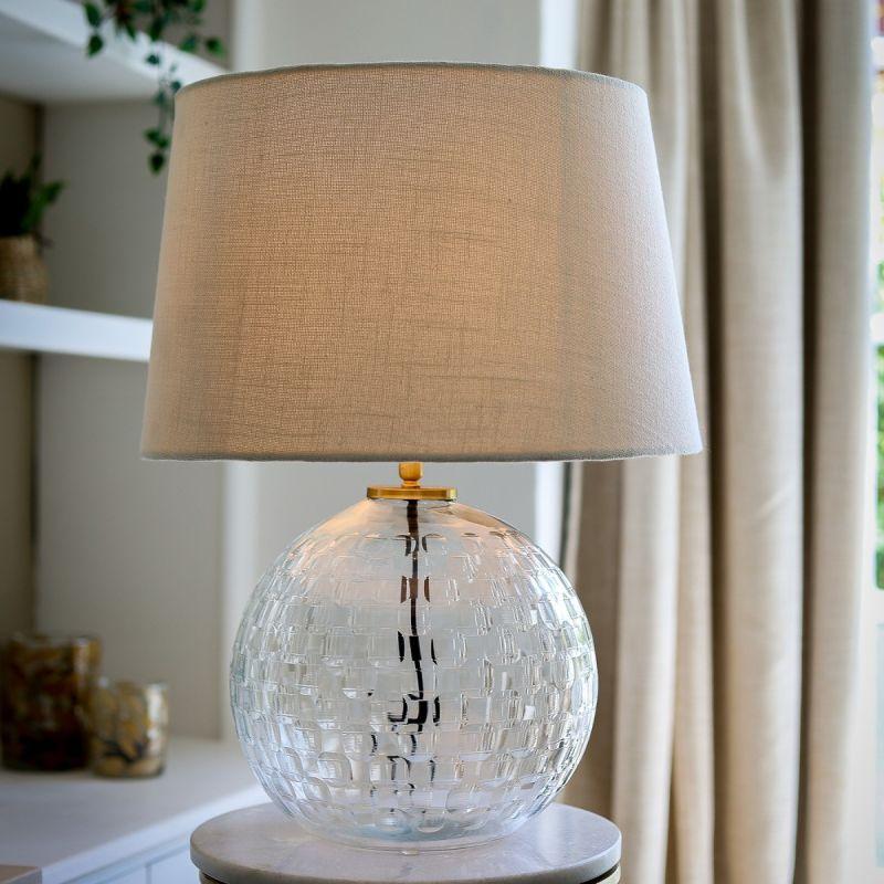Culinary Concepts Clear Hand Cut Glass Globe Table Lamp With Shade