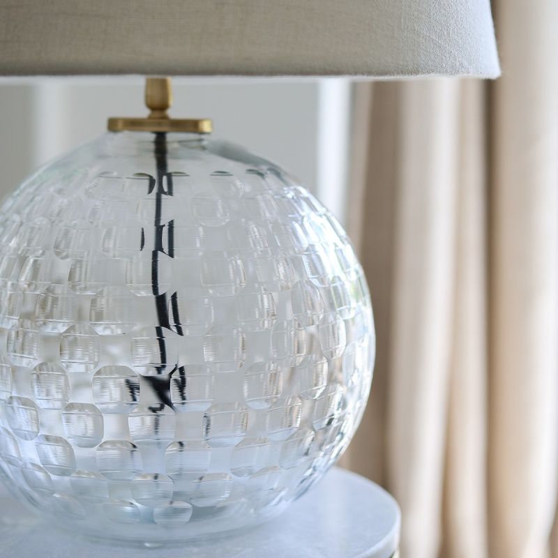 Culinary Concepts Clear Hand Cut Glass Globe Table Lamp With Shade