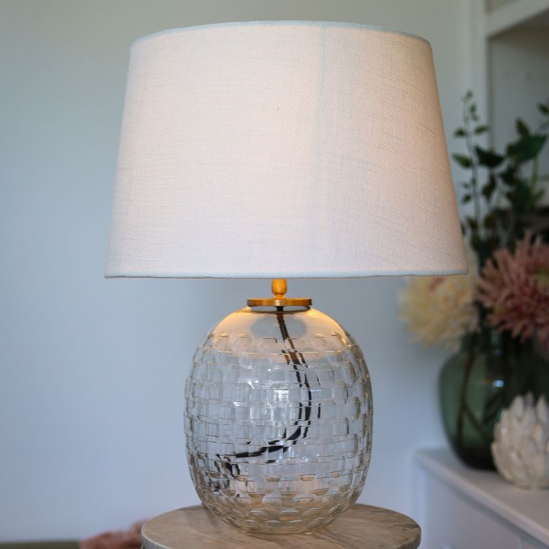 Culinary Concepts Clear Hand Cut Glass Oval Table Lamp With Shade