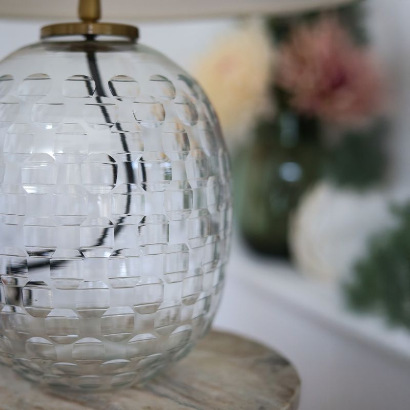 Culinary Concepts Clear Hand Cut Glass Oval Table Lamp With Shade