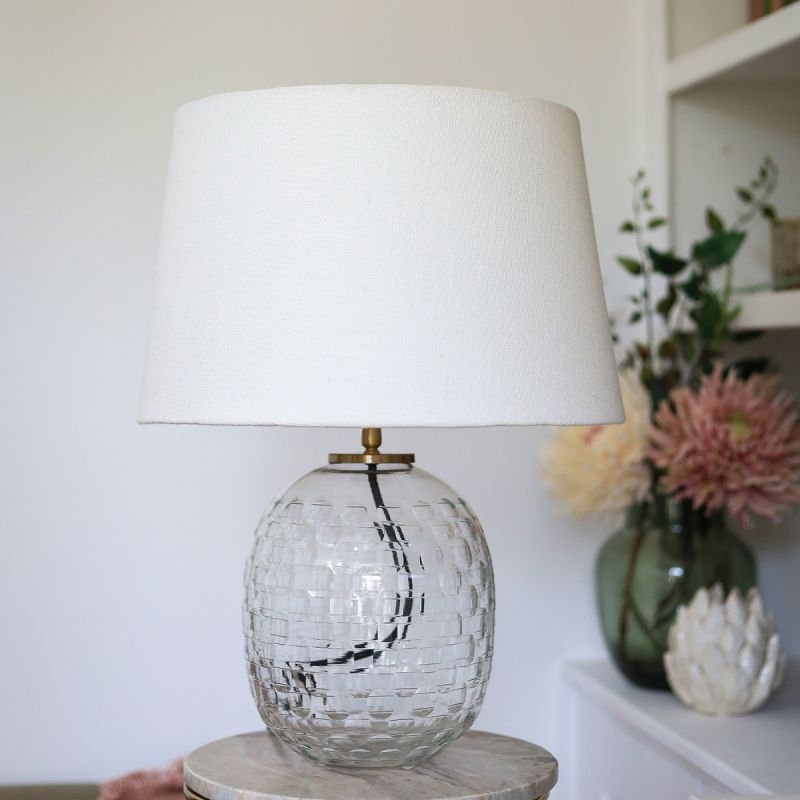 Culinary Concepts Clear Hand Cut Glass Oval Table Lamp With Shade