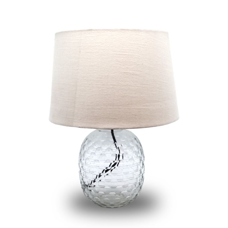 culinary concepts Clear Hand Cut Glass Oval Table Lamp with Shade