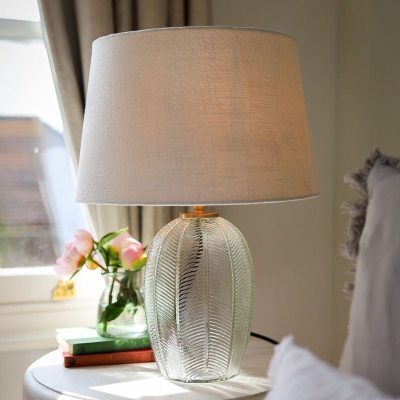Culinary Concepts Clear Palm Embossed Glass Table Lamp With Shade
