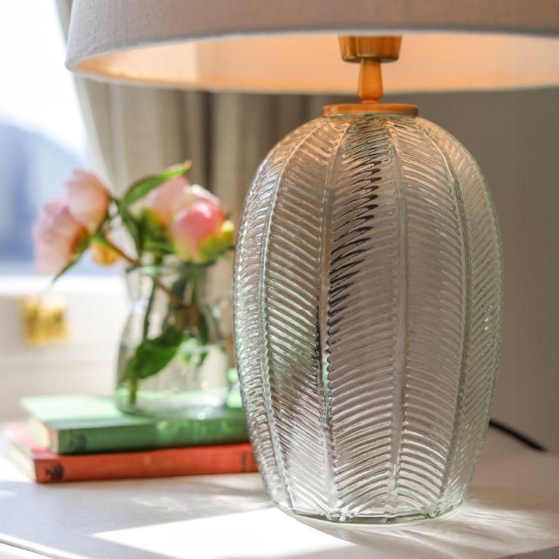 Culinary Concepts Clear Palm Embossed Glass Table Lamp With Shade