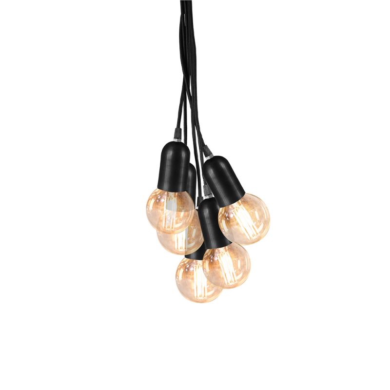 culinary concepts Cluster of 5 Pendants - Shiny Black Finish