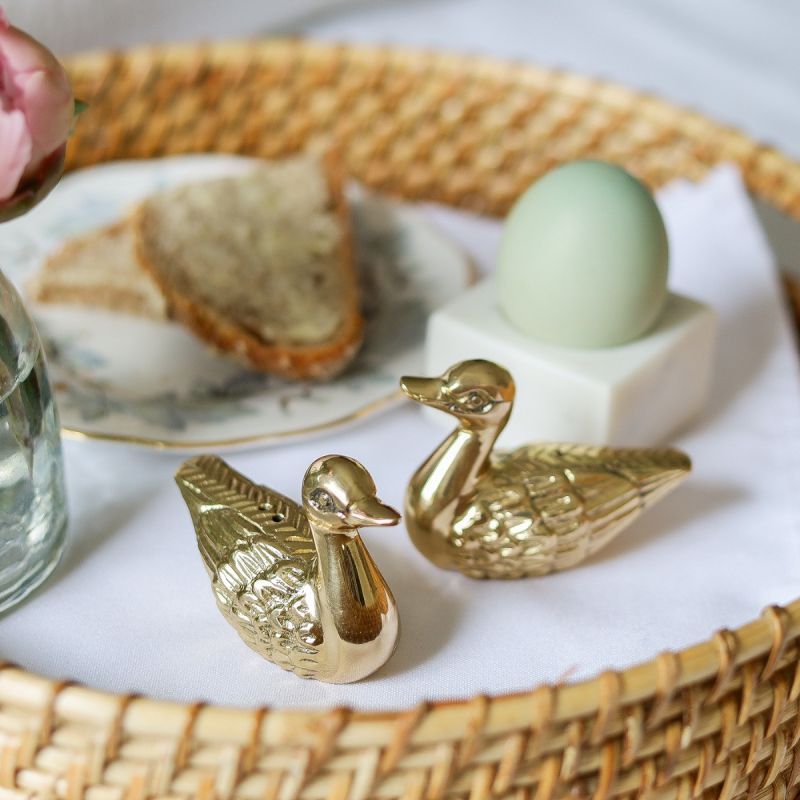 Culinary Concepts Brass Duck Salt And Pepper Set