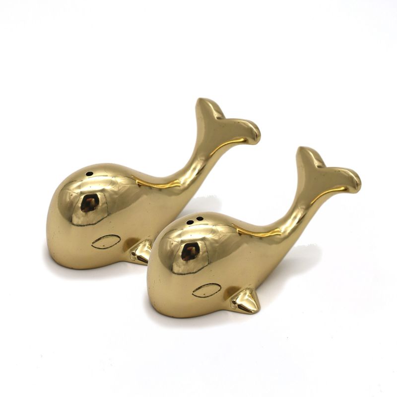 culinary concepts Brass Whale Salt and Pepper Set