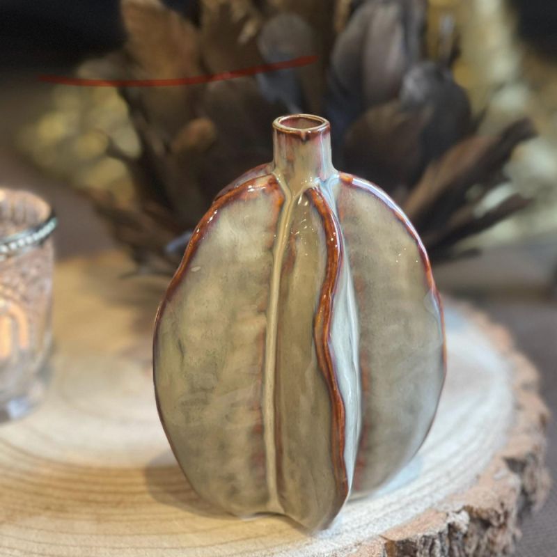 culinary concepts Ceramic Pod Vase - Grey Brown
