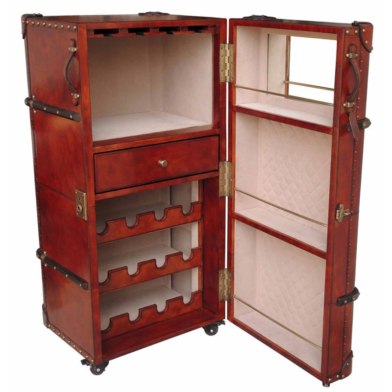 Culinary Concepts Cognac Leather Bar Cabinet