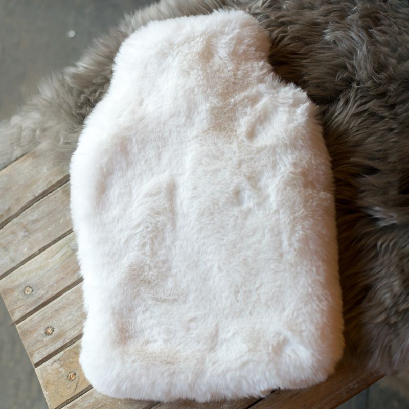 Culinary Concepts Faux Fur Hot Water Bottle - Cream