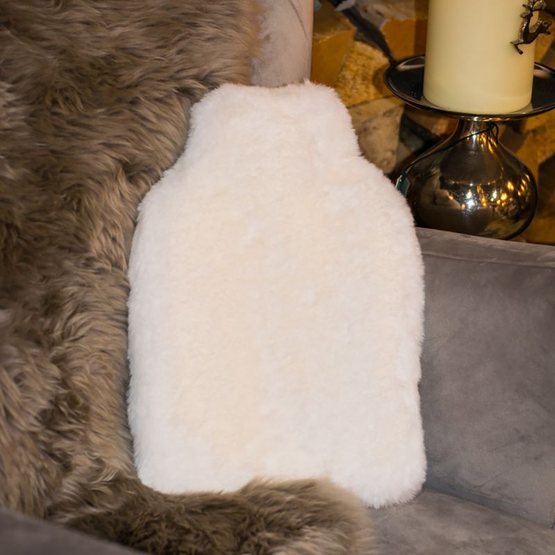 Culinary Concepts Faux Fur Hot Water Bottle - Cream