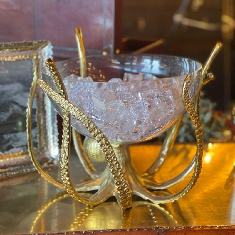 Culinary Concepts Gold Octopus Stand & Glass Bowl