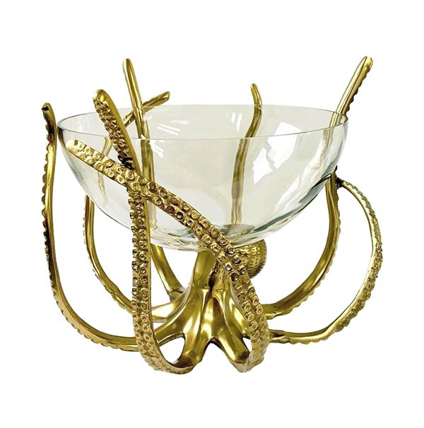 culinary concepts Gold Octopus Stand & Glass Bowl