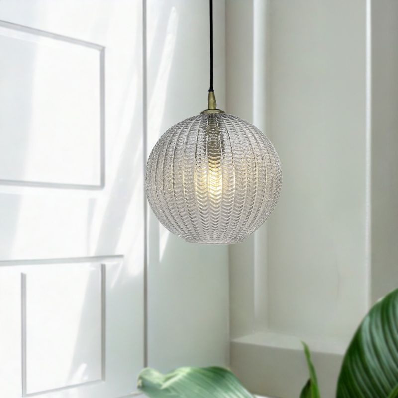 Culinary Concepts Herringbone Glass Globe Pendant