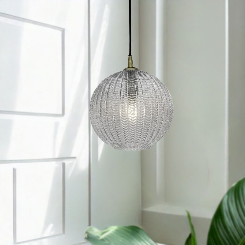 Culinary Concepts Herringbone Glass Globe Pendant
