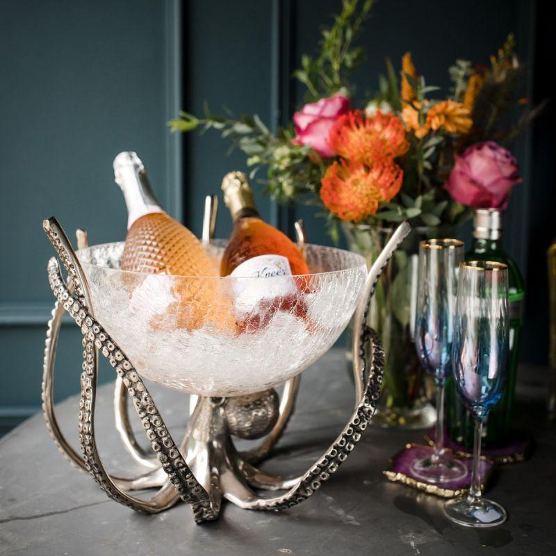 Culinary Concepts Octopus Stand & Crackle Glass Bowl