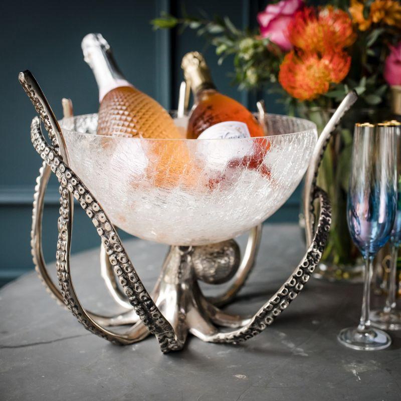 Culinary Concepts Octopus Stand & Crackle Glass Bowl