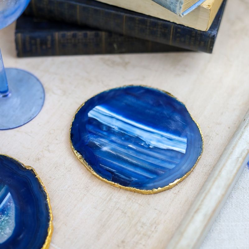 Culinary Concepts Pair Of Blue Agate Coasters