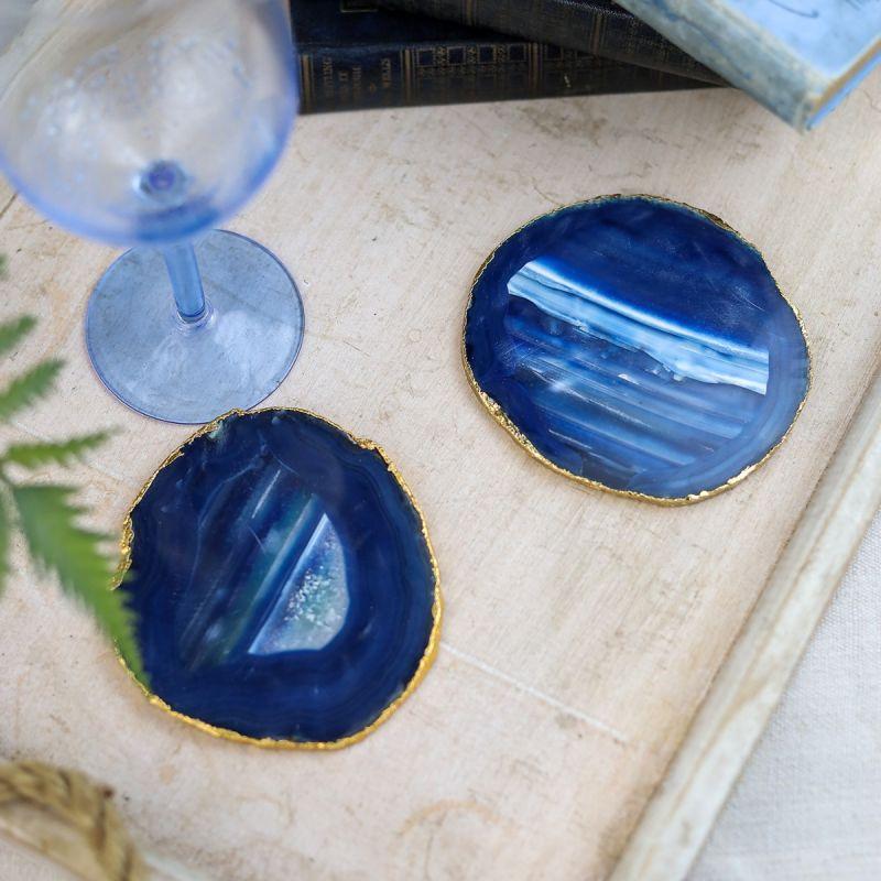 Culinary Concepts Pair Of Blue Agate Coasters
