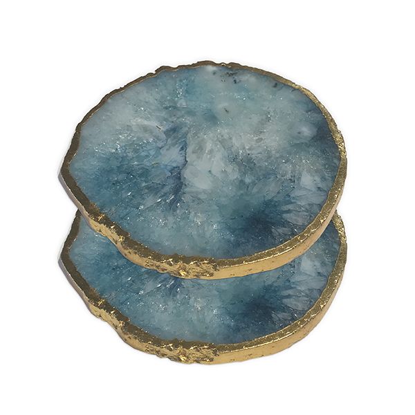 Culinary Concepts Pair Of Blue Agate Coasters