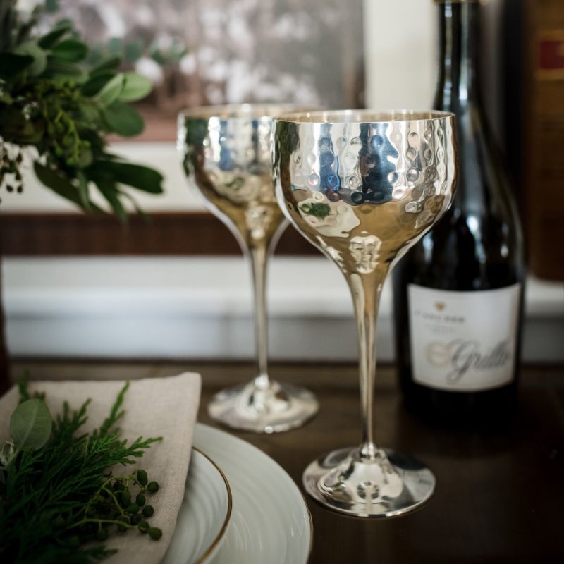 Culinary Concepts Pair Of Hammered Wine Goblets