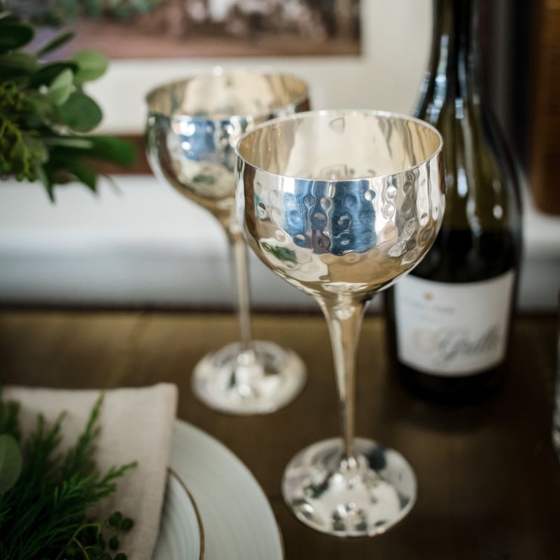 Culinary Concepts Pair Of Hammered Wine Goblets