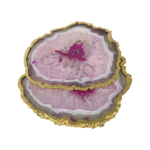 culinary concepts Pair of Pink Agate Coasters