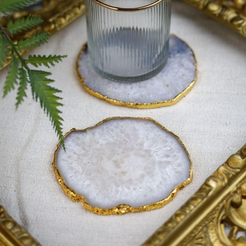 Culinary Concepts Pair Of White Agate Coasters