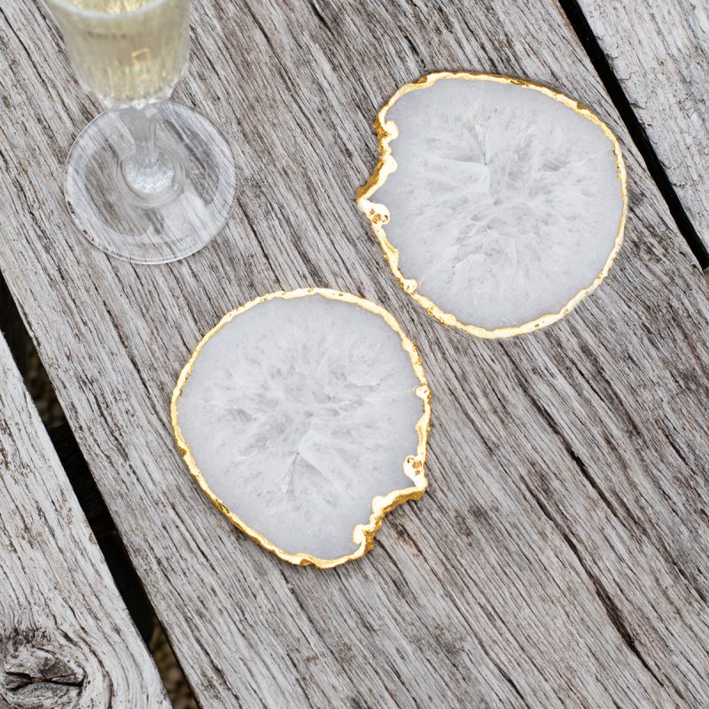 Culinary Concepts Pair Of White Agate Coasters