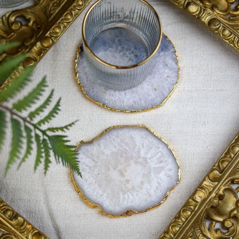 Culinary Concepts Pair Of White Agate Coasters